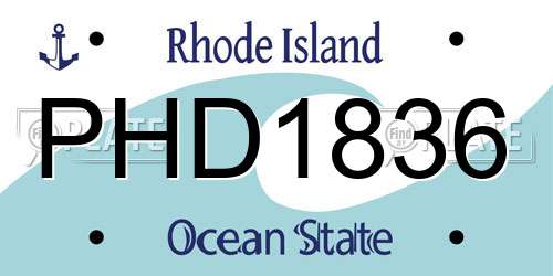 PHD1836 Rhode Island License Plate