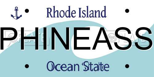 PHINEASS Rhode Island License Plate