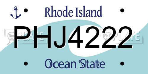PHJ4222 Rhode Island License Plate