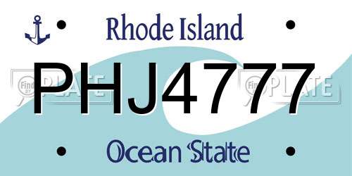 PHJ4777 Rhode Island License Plate