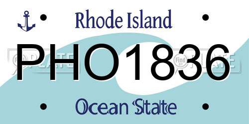 PHO1836 Rhode Island License Plate