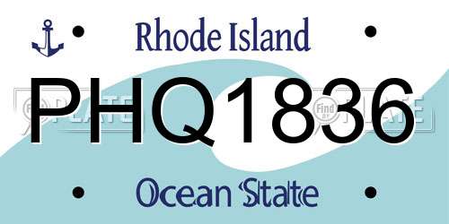 PHQ1836 Rhode Island License Plate