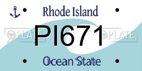PI671 Rhode Island License Plate