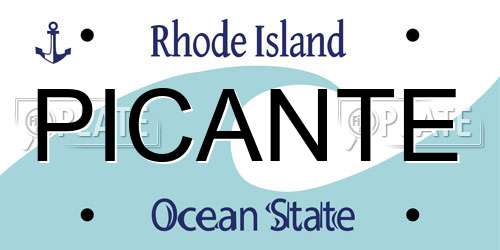 PICANTE Rhode Island License Plate