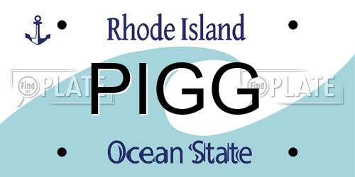 PIGG Rhode Island License Plate