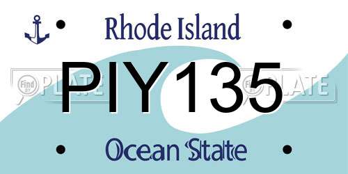 PIY135 Rhode Island License Plate