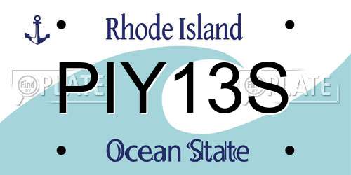 PIY13S Rhode Island License Plate