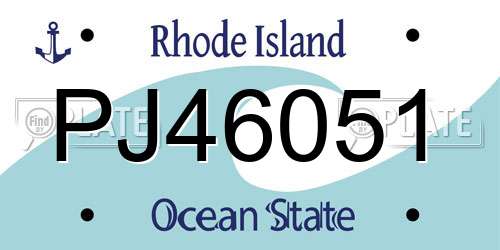PJ46051 Rhode Island License Plate