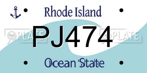 PJ474 Rhode Island License Plate
