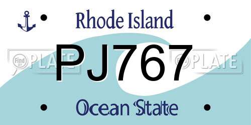 PJ767 Rhode Island License Plate