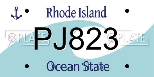 PJ823 Rhode Island License Plate