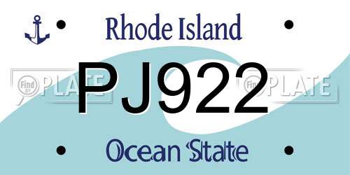 PJ922 Rhode Island License Plate
