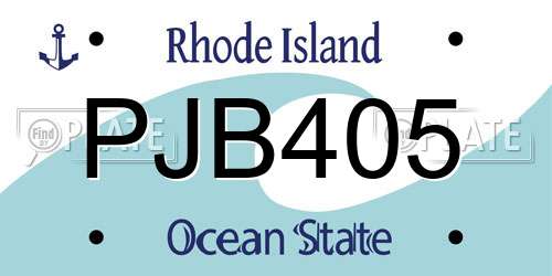 PJB405 Rhode Island License Plate