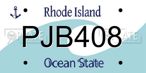 PJB408 Rhode Island License Plate