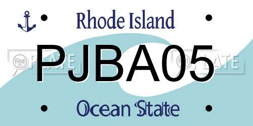 PJBA05 Rhode Island License Plate