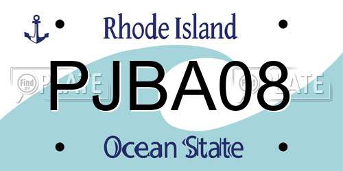PJBA08 Rhode Island License Plate