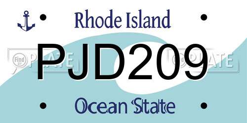 PJD209 Rhode Island License Plate