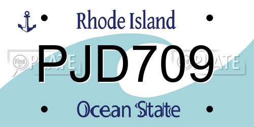 PJD709 Rhode Island License Plate