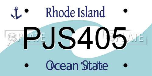 PJS405 Rhode Island License Plate