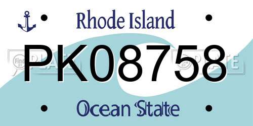 PK08758 Rhode Island License Plate