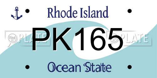 PK165 Rhode Island License Plate