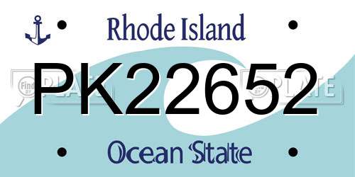 PK22652 Rhode Island License Plate
