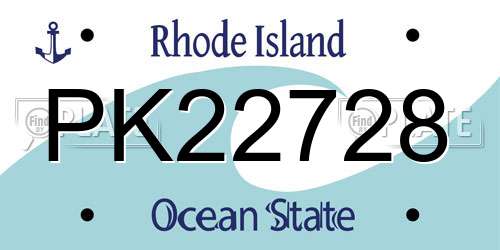 PK22728 Rhode Island License Plate