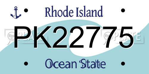PK22775 Rhode Island License Plate