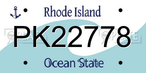 PK22778 Rhode Island License Plate