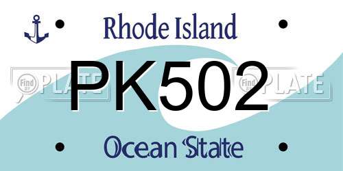 PK502 Rhode Island License Plate