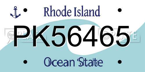 PK56465 Rhode Island License Plate