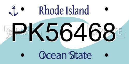 PK56468 Rhode Island License Plate