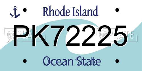 PK72225 Rhode Island License Plate