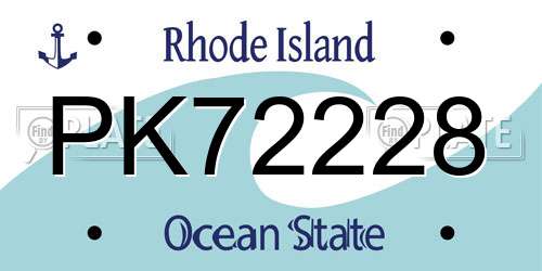 PK72228 Rhode Island License Plate