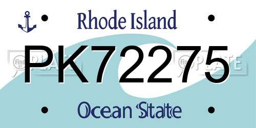 PK72275 Rhode Island License Plate