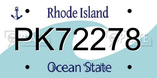 PK72278 Rhode Island License Plate