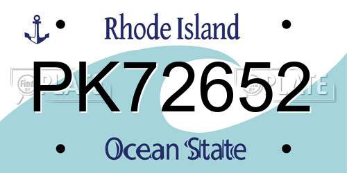 PK72652 Rhode Island License Plate