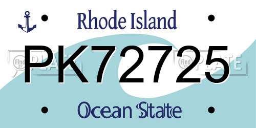 PK72725 Rhode Island License Plate
