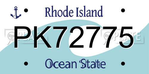 PK72775 Rhode Island License Plate