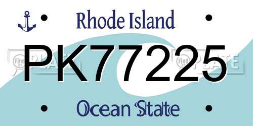 PK77225 Rhode Island License Plate