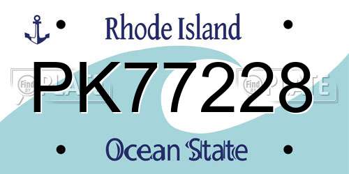 PK77228 Rhode Island License Plate