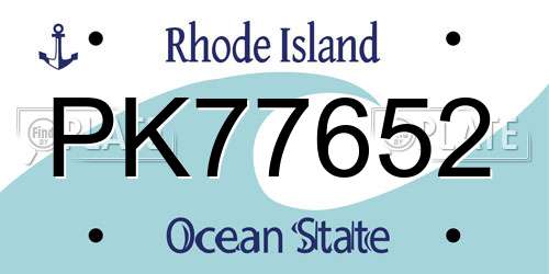 PK77652 Rhode Island License Plate