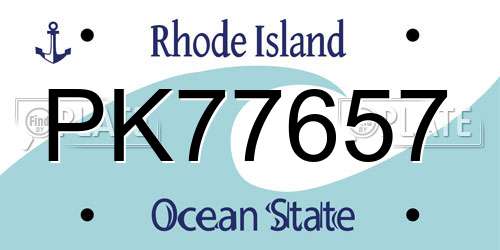 PK77657 Rhode Island License Plate