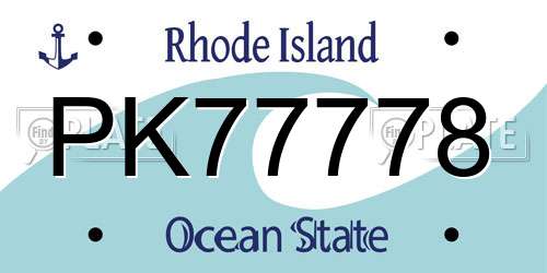 PK77778 Rhode Island License Plate