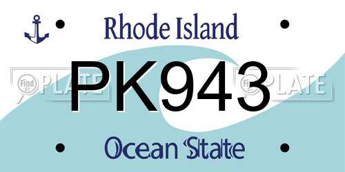 PK943 Rhode Island License Plate