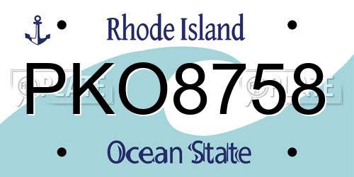 PKO8758 Rhode Island License Plate