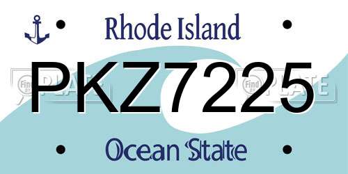 PKZ7225 Rhode Island License Plate