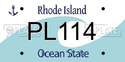 PL114 Rhode Island License Plate
