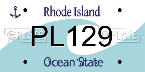 PL129 Rhode Island License Plate