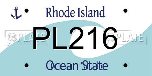 PL216 Rhode Island License Plate